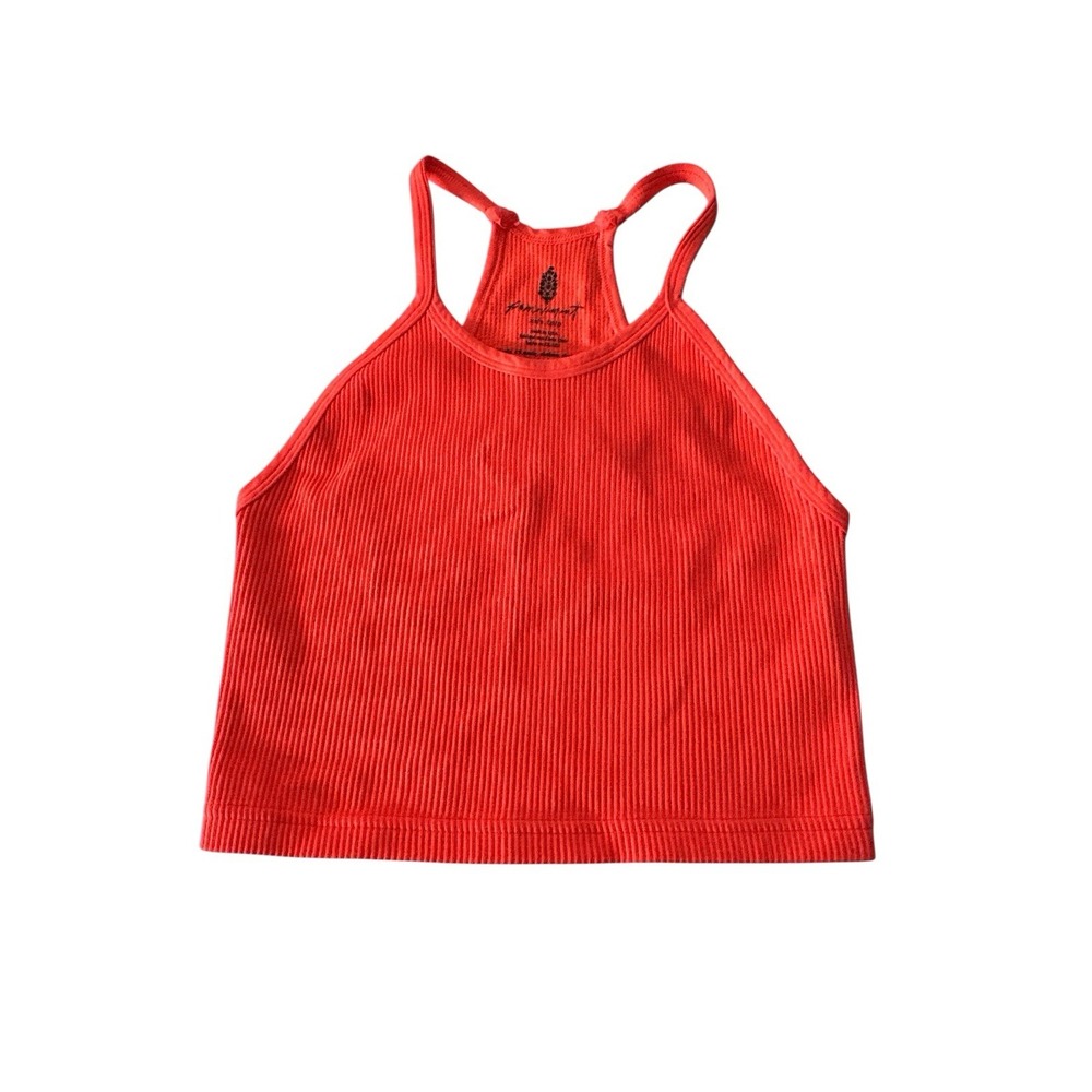 Free People Tank Top Women's XS Cropped Yoga Orange Athleisure Workout Gym